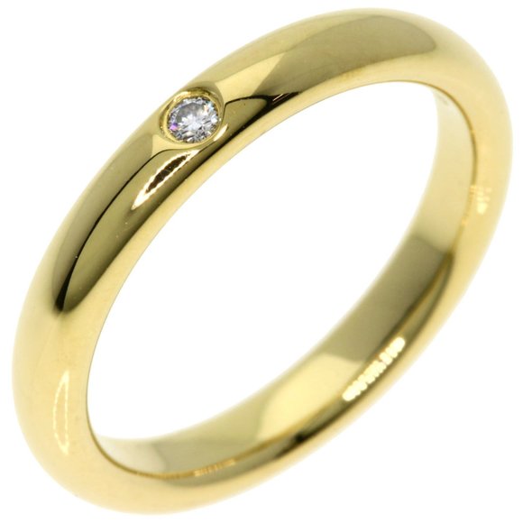 Tiffany & Co. Stacking Band Ring 1P Diamond K18 Yellow Gold Women's TIFFANY - Picture 2 of 8